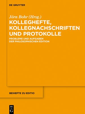 cover image of Kolleghefte, Kollegnachschriften und Protokolle